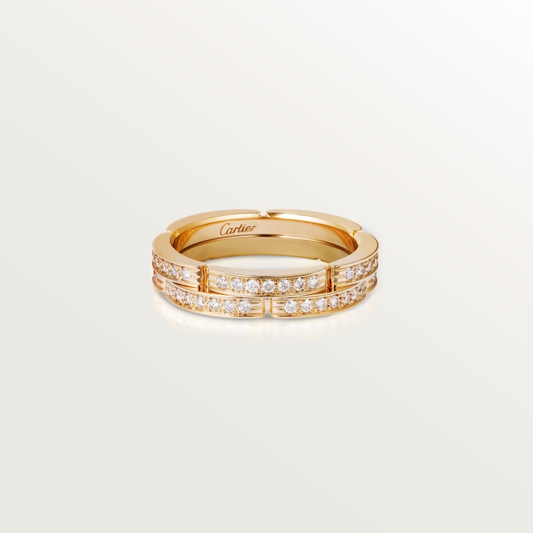 MAILLON PANTHÈRE WEDDING BAND, 2 HALF DIAMOND-PAVED ROWS