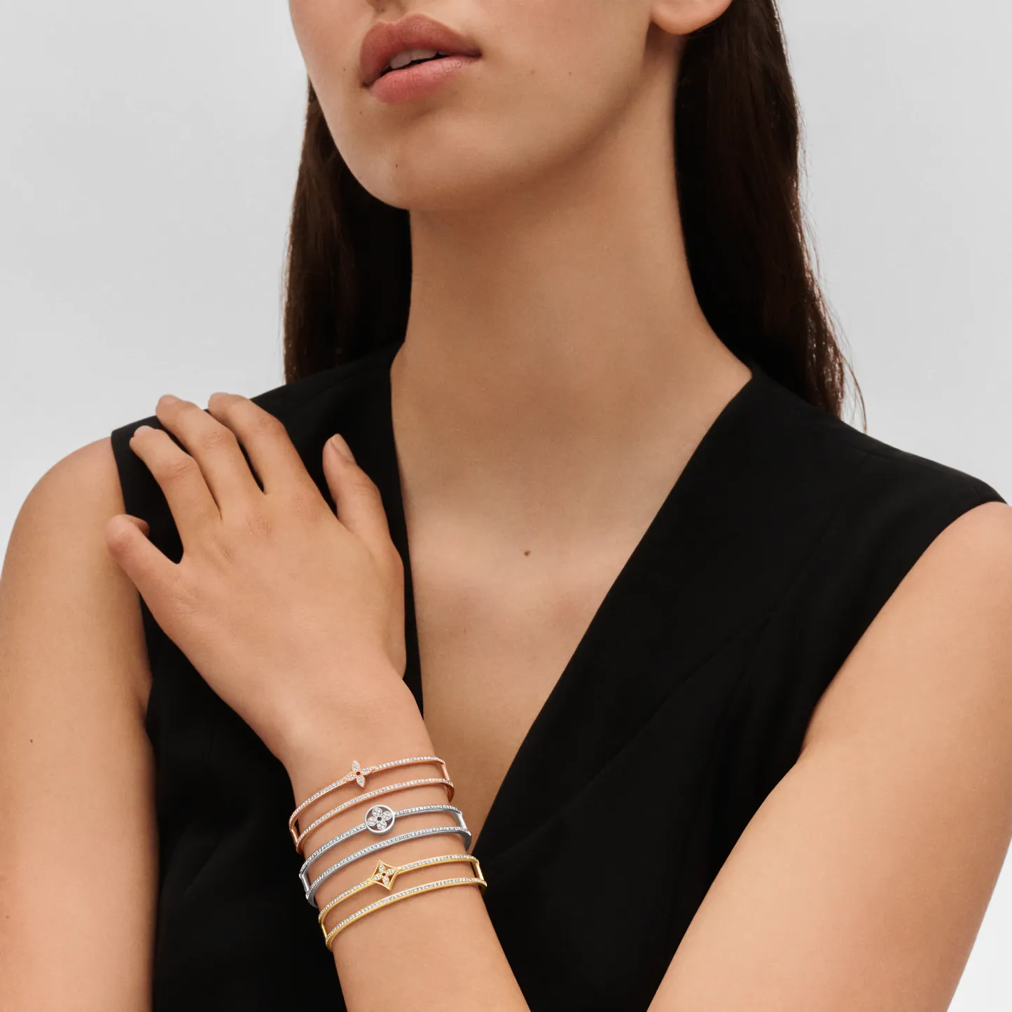 Idylle Blossom Two-Row Bracelet, Pink Gold And Diamonds