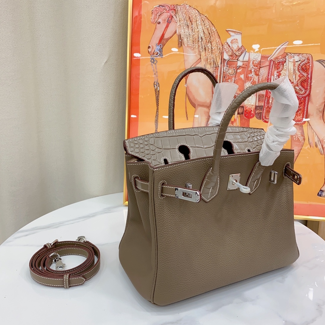 Herthtmes Togo Matte Alligator Birkin Touch 25/30 Gold