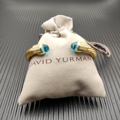 7mm Cable Bracelet with Blue  & Diamond Accents