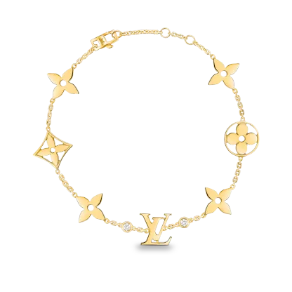 IDYLLE BLOSSOM MONOGRAM BRACELET, YELLOW GOLD AND DIAMONDS