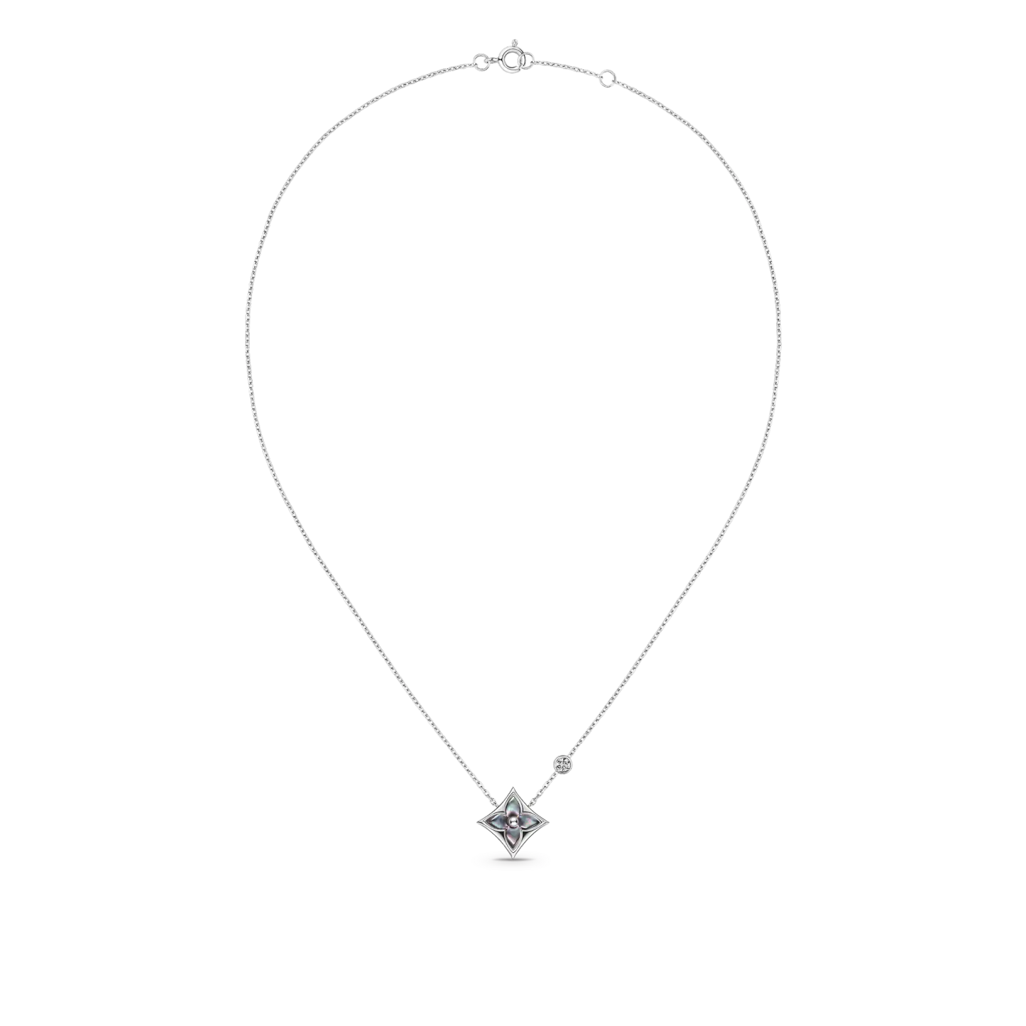 Color Blossom Bb Star Pendant, White Gold, Grey Mother-Of-Pearl And Diamond