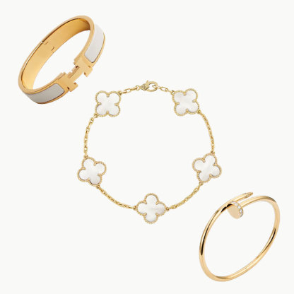 3‑Piece Icon Stack – Clic H Bracelet, Clou & Clover