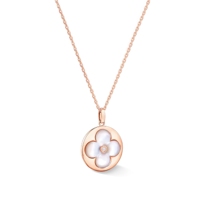 Color Blossom XL Medallion Pink Gold, White Mother-Of-Pearl and Diamond