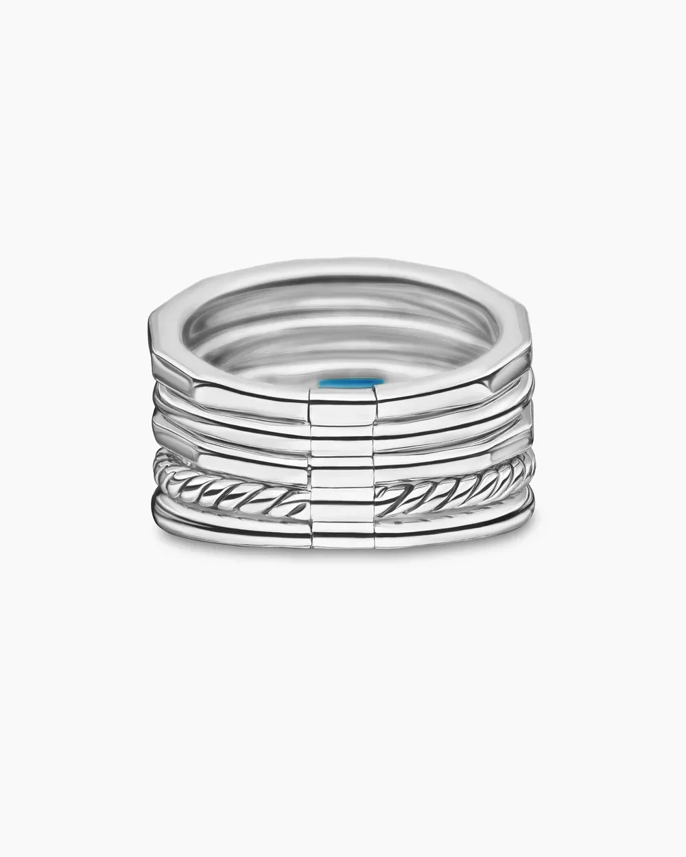 Stax Five Row Ring Sterling Silver with Hampton Blue Topaz and Diamonds