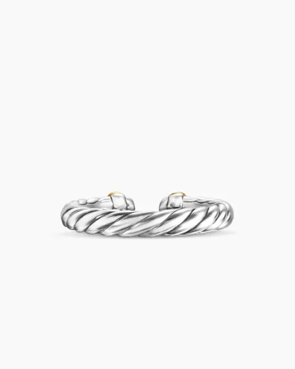 Petite Cable Ring Sterling Silver with 14K Yellow Gold