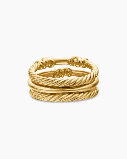 Petite Helena Wrap Three Row Ring 18K Yellow Gold with Diamonds,