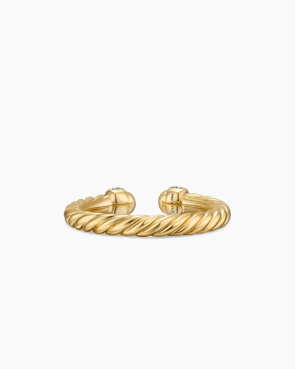 Cable Band Open Ring 18K Yellow Gold with Diamonds