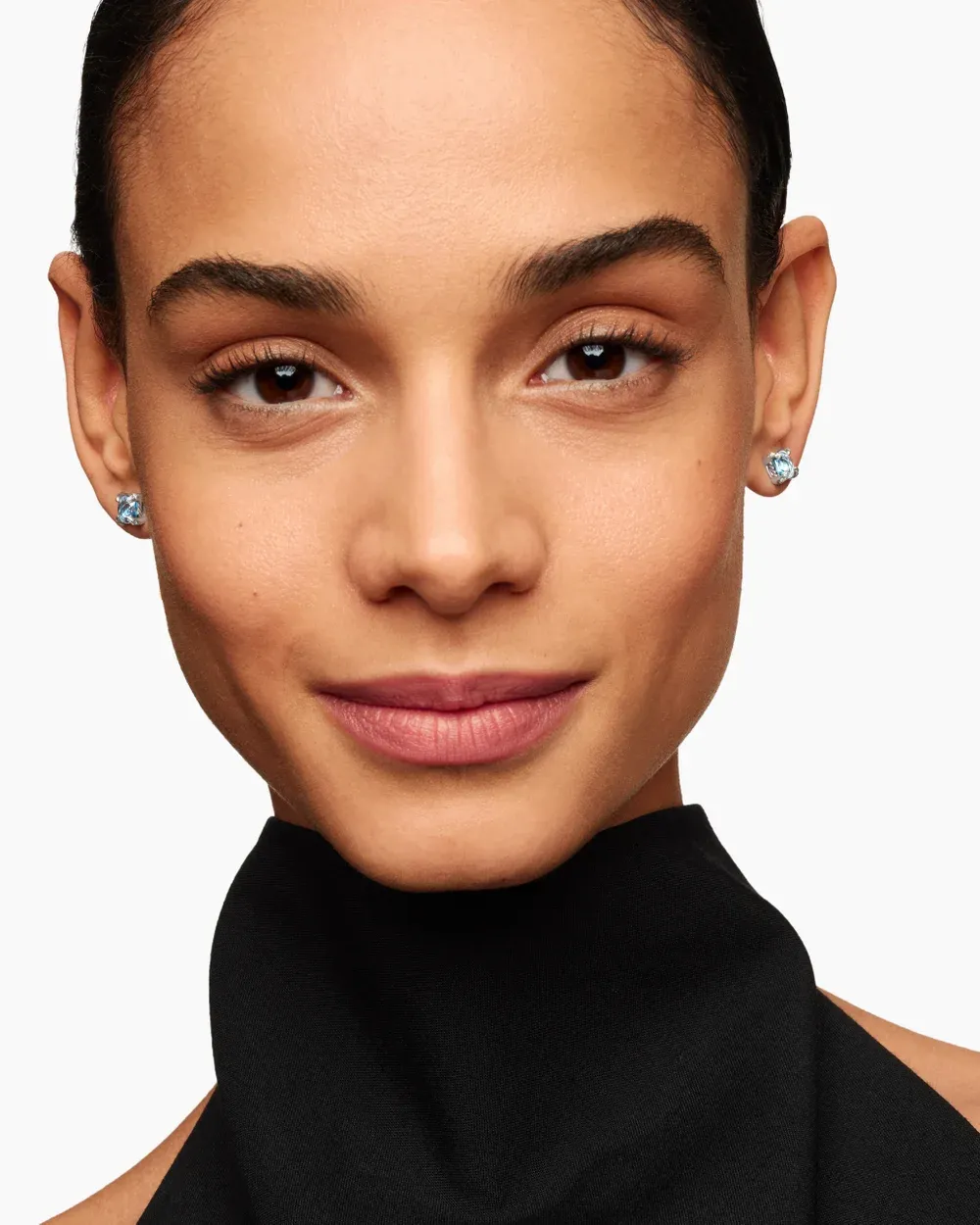 Petite Chatelaine® Stud Earrings Sterling Silver with Blue Topaz and Diamonds