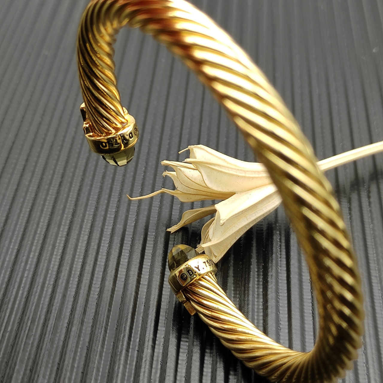 7mm Cable Bracelet with Brown & Diamond Accents