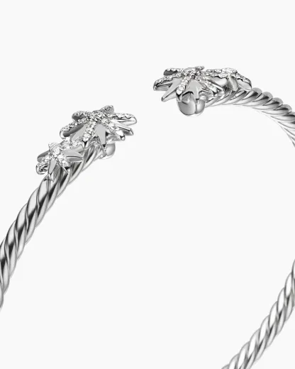 Starburst Cable Bracelet Sterling Silver with Diamonds, 4mm