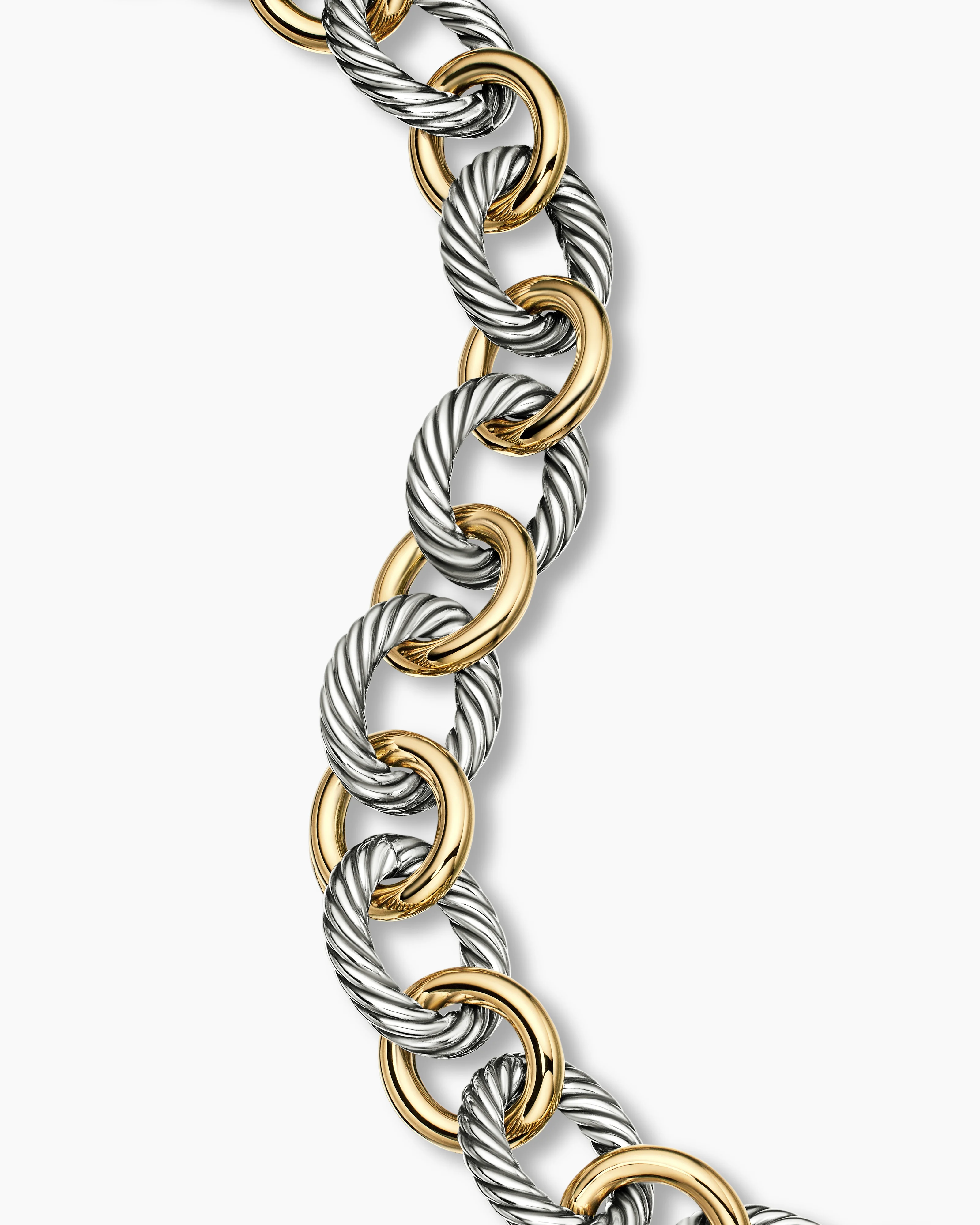 Oval Link Chain Bracelet Sterling Silver with 18K Yellow Gold,19mm
