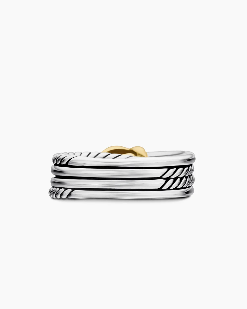 X Crossover Band Ring Sterling Silver with 18K Yellow Gold