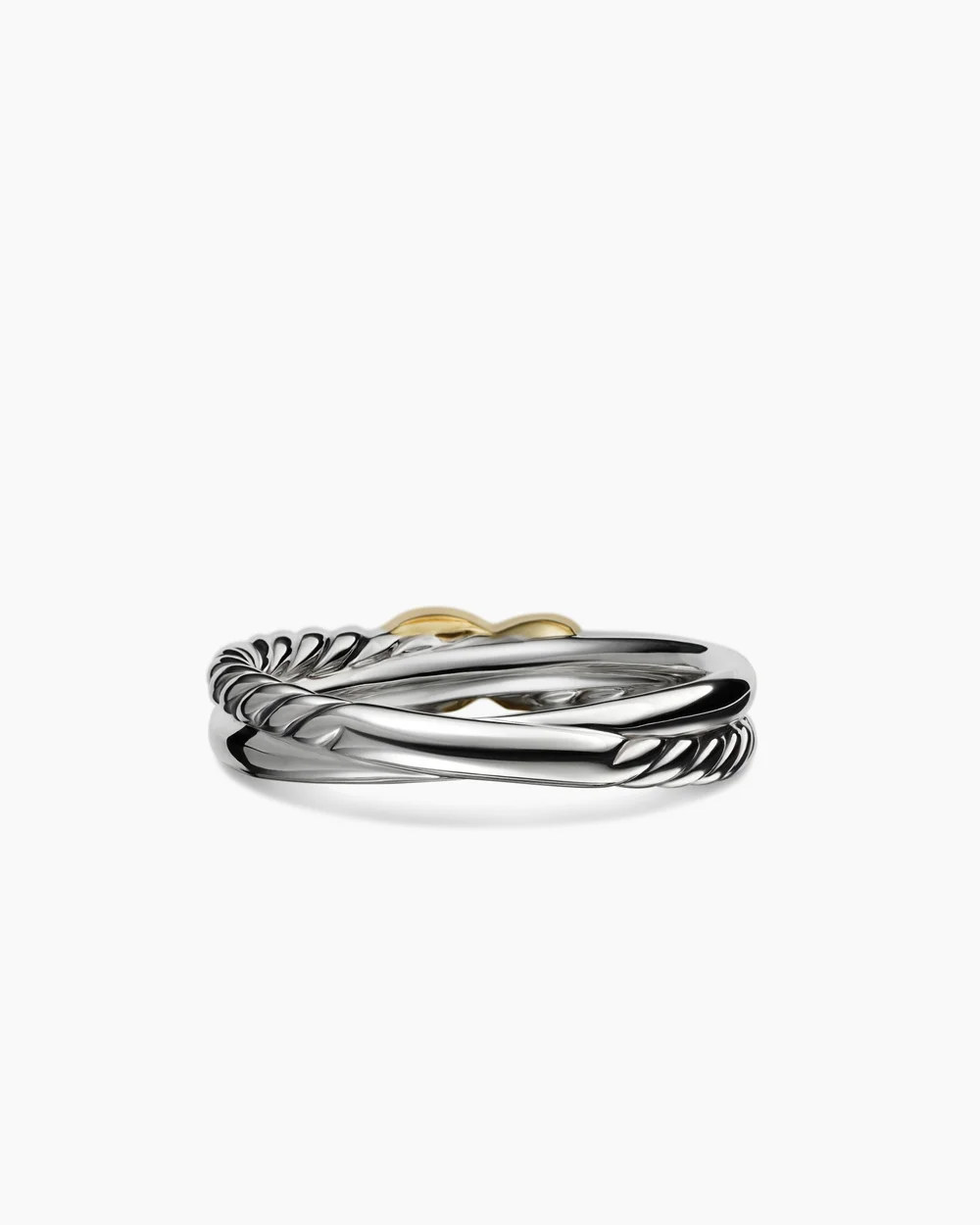 Petite X Ring Sterling Silver with 18K Yellow Gold