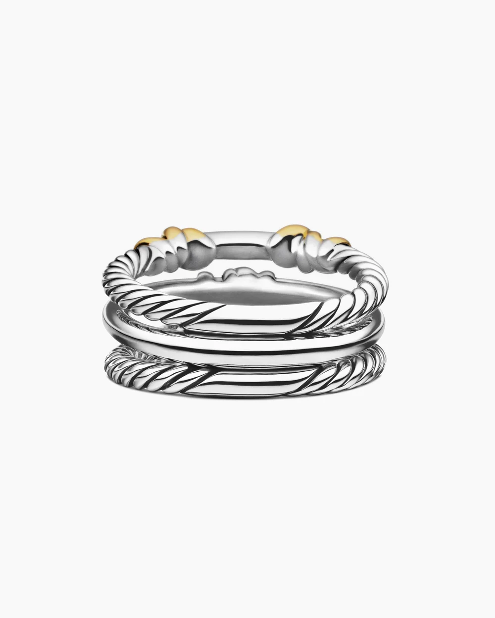 Petite Helena Wrap Three Row Ring Sterling Silver with 18K Yellow Gold and Diamonds
