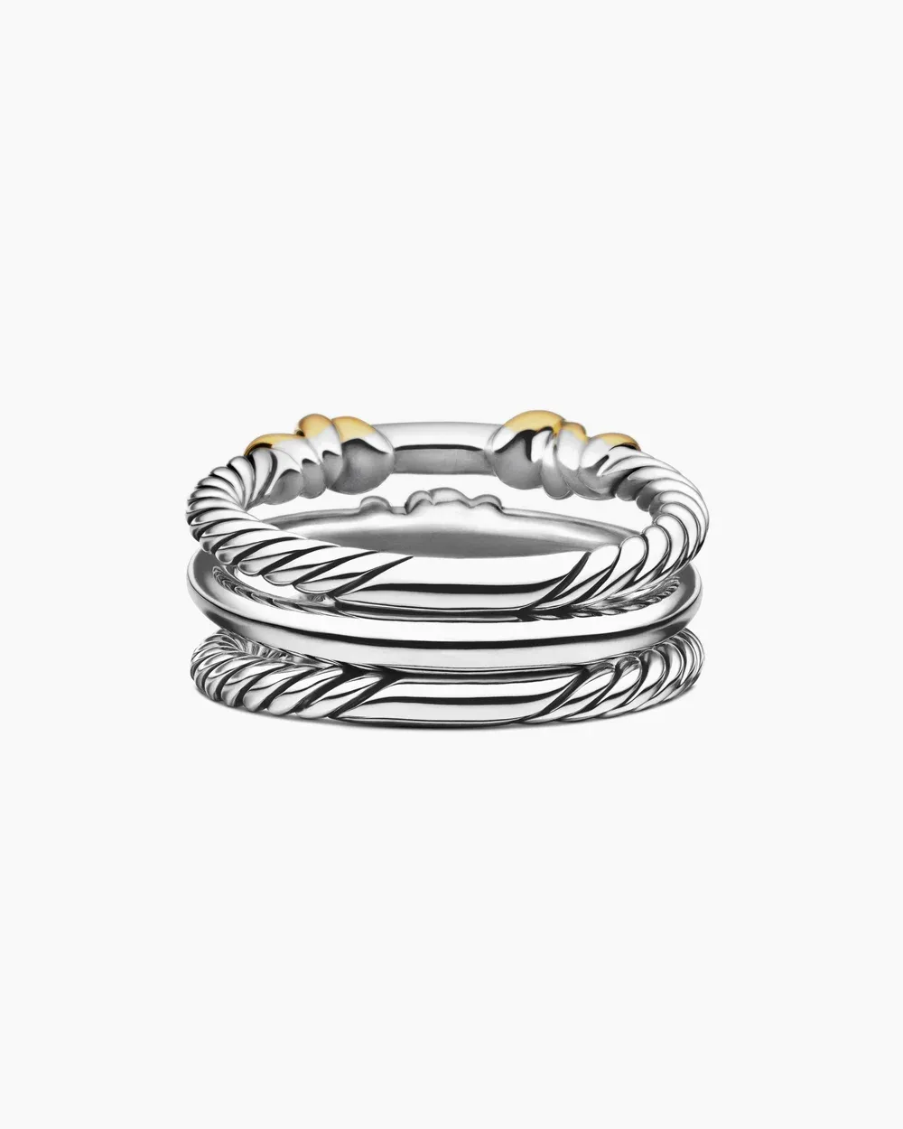 Petite Helena Wrap Three Row Ring Sterling Silver with 18K Yellow Gold and Diamonds