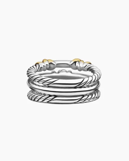Petite Helena Wrap Three Row Ring Sterling Silver with 18K Yellow Gold and Diamonds