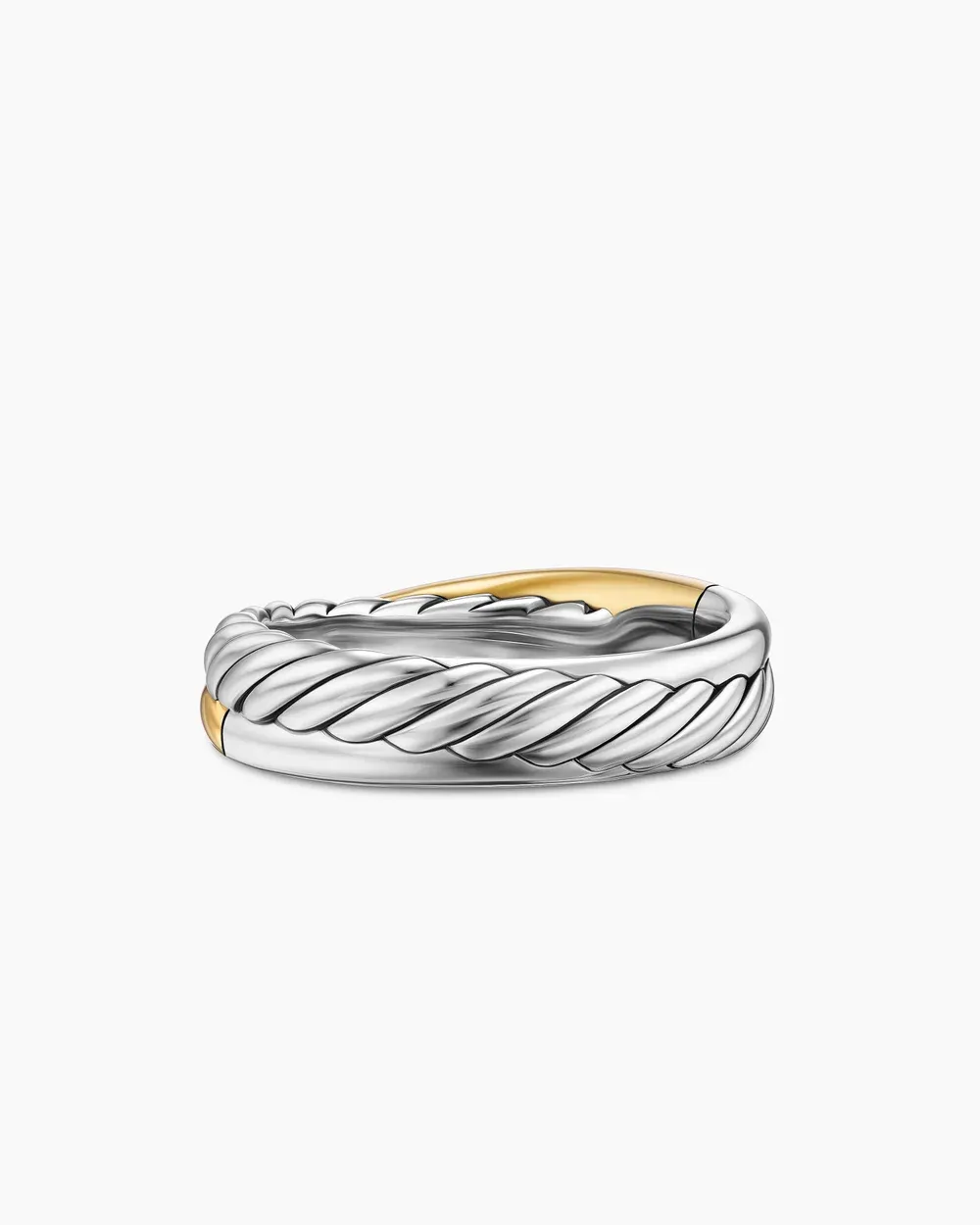 Crossover Band Ring Sterling Silver with 18K Yellow Gold