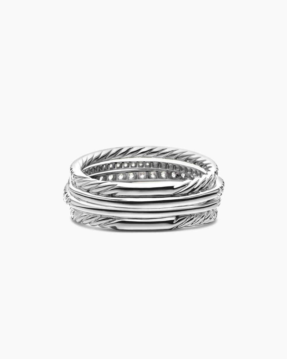 Pavé Crossover Ring 18K White Gold with Diamonds