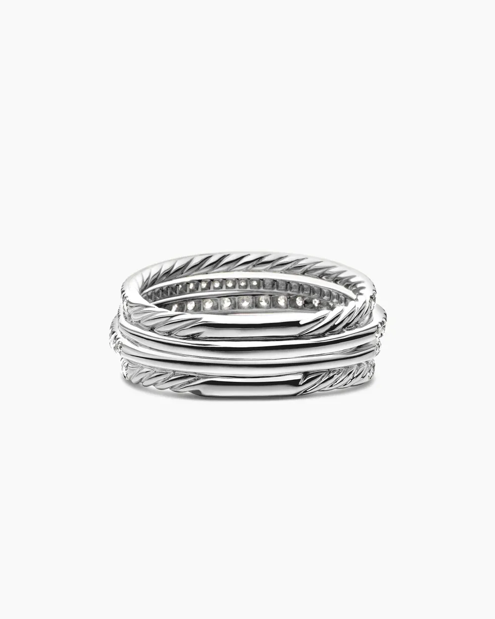Pavé Crossover Ring 18K White Gold with Diamonds