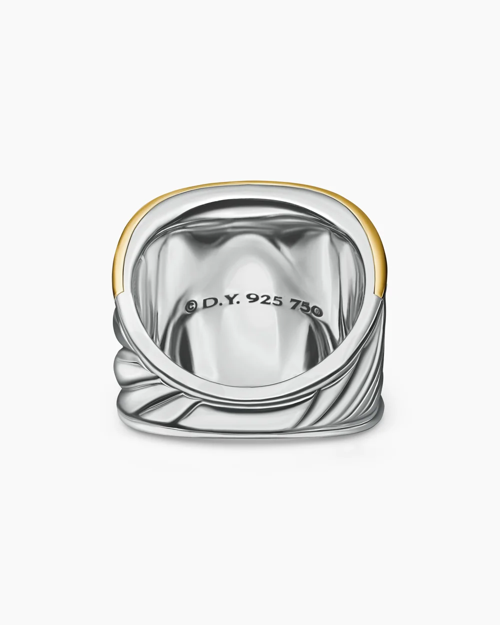 Sculpted Cable Saddle Ring Sterling Silver with 18K Yellow Gold