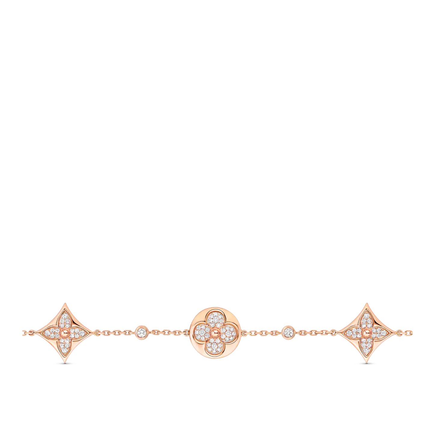 Color Blossom BB Multi-Motifs Bracelet, Pink Gold And Diamonds