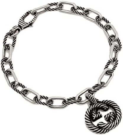 Silver Bracelet with Interlocking Double G Charm