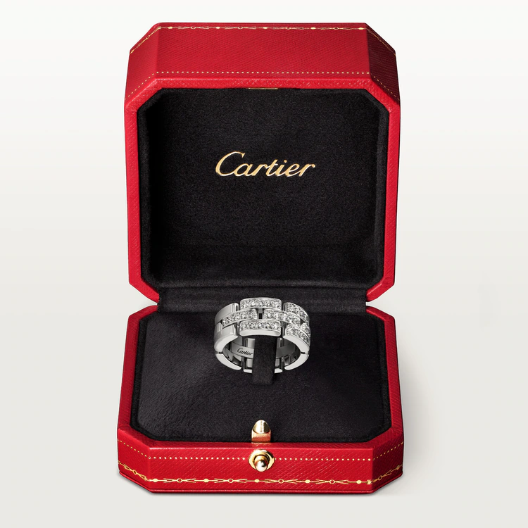 MAILLON PANTHÈRE RING, 3 HALF DIAMOND-PAVED ROWS
