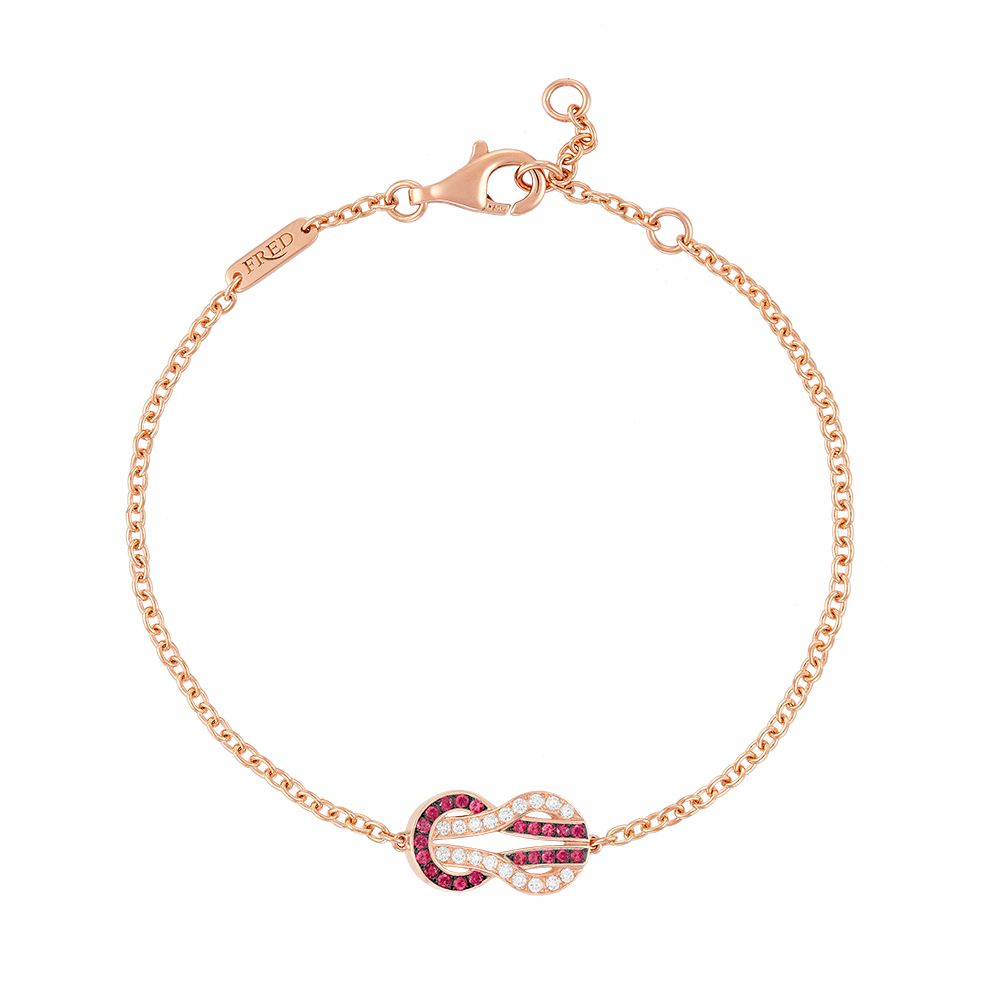 CHANCE INFINIE BRACELET 18K PINK GOLD, RUBIES AND DIAMONDS MEDIUM MODEL