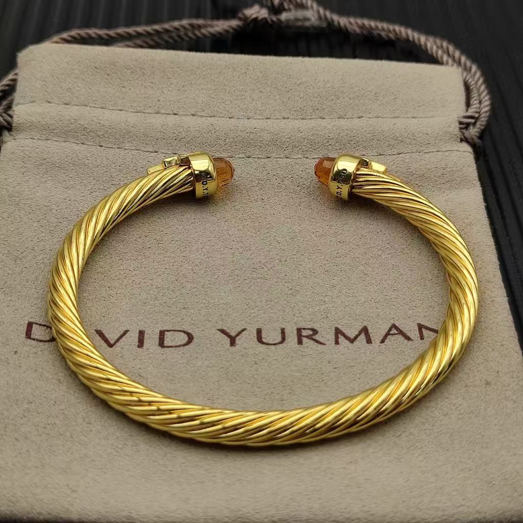 Cable Bracelet with Champagne Diamonds & Diamond Accents  5mm