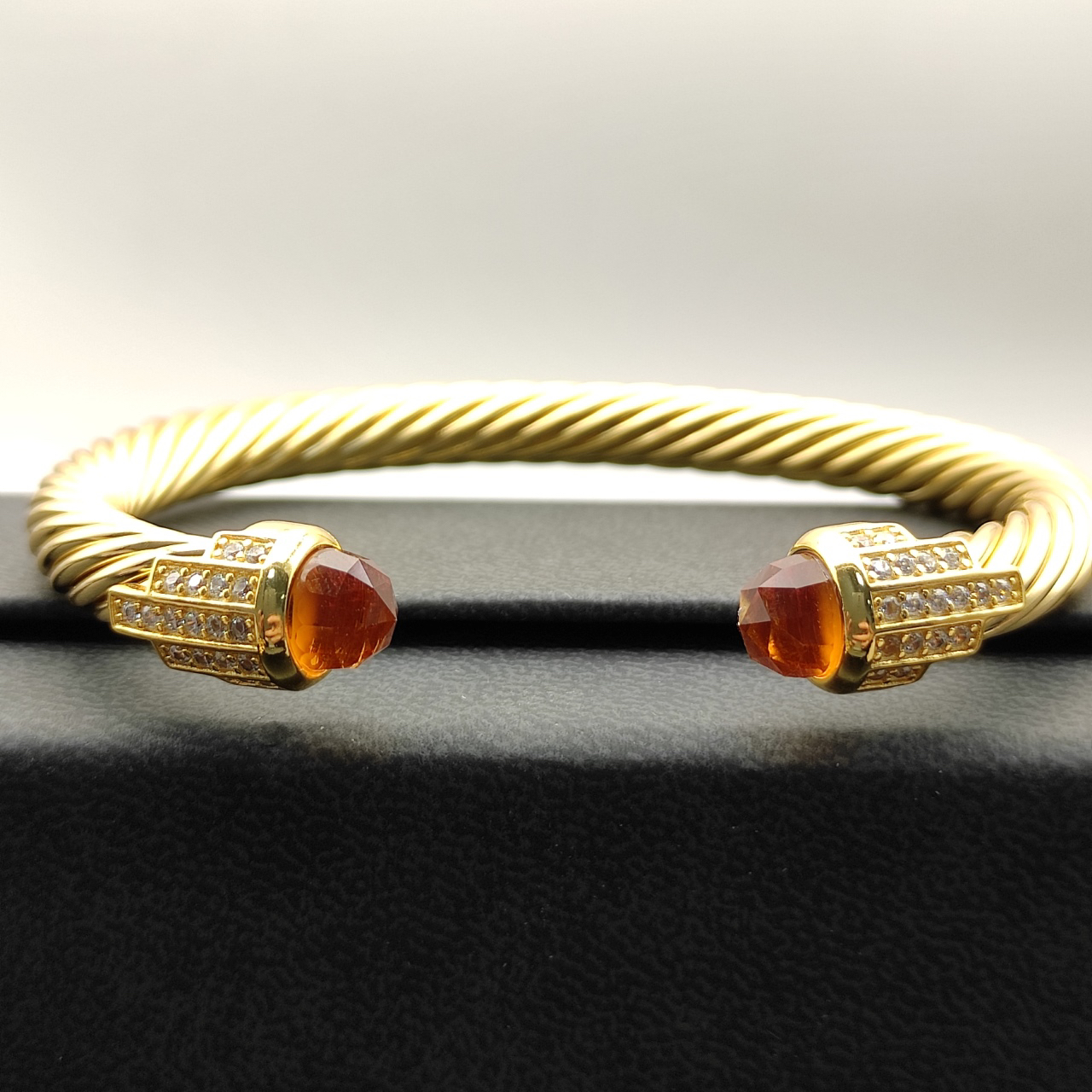 7mm Cable Bracelet with Champagne & Diamond Accents