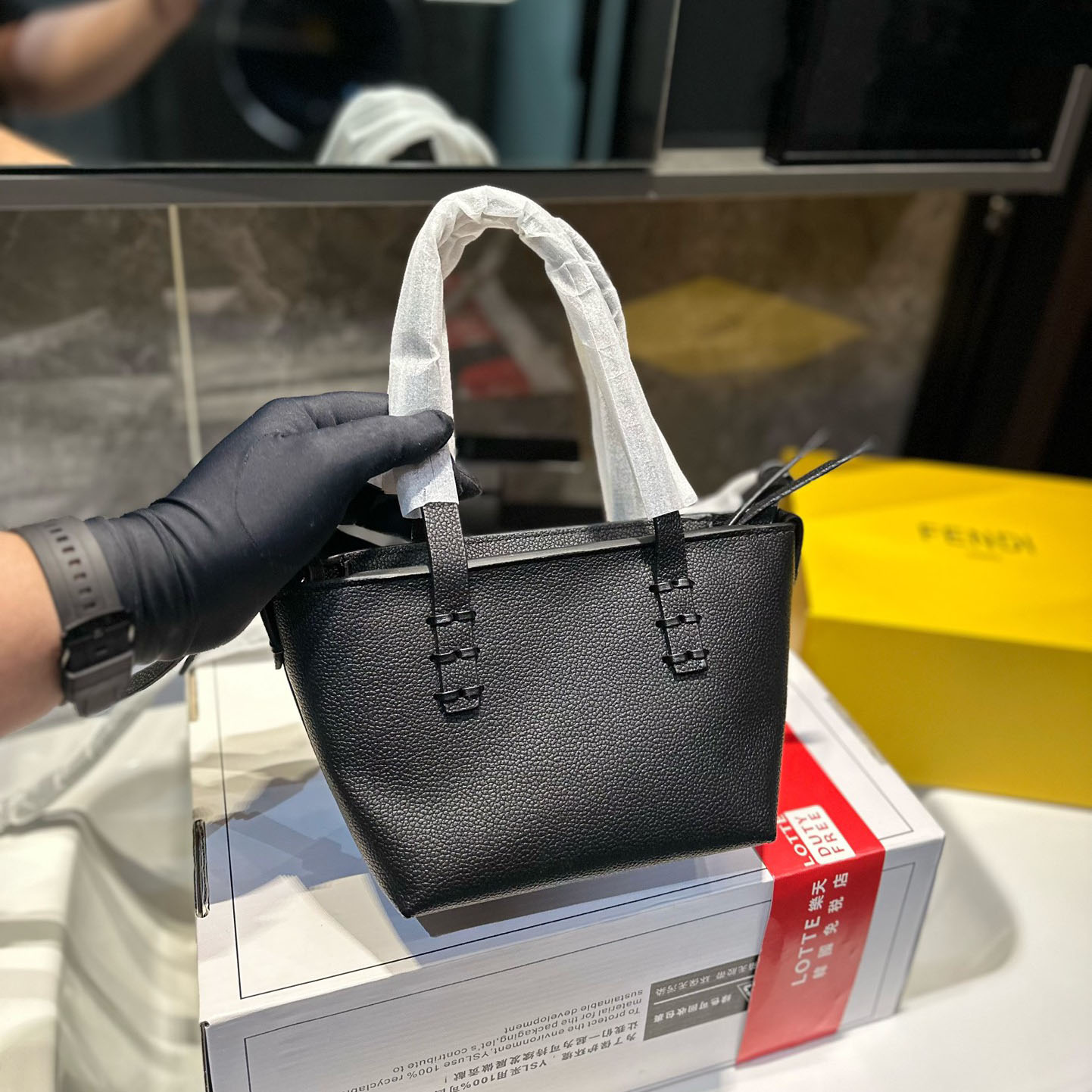 Dove-Coloured Leather Roll Mini Bag