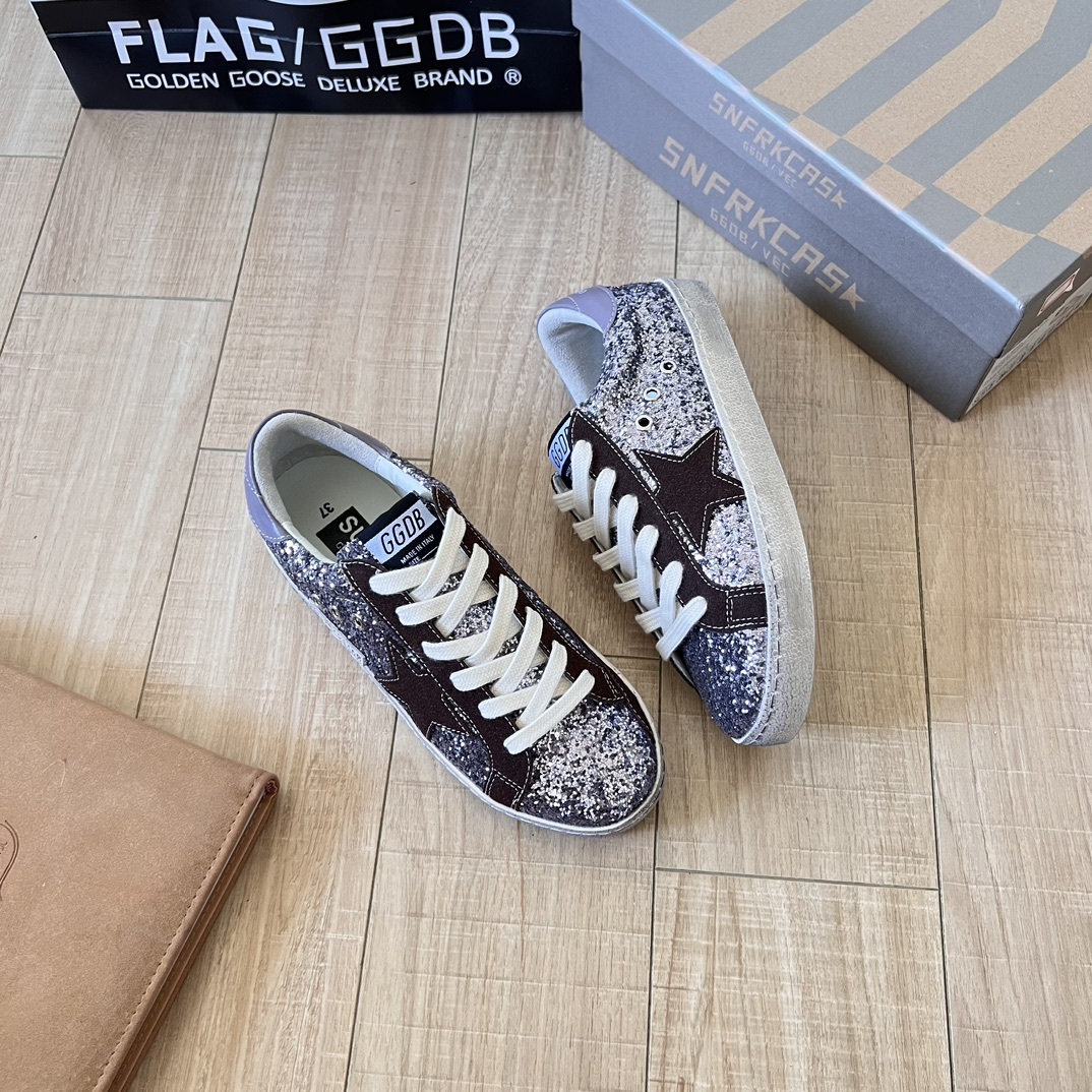 Deluxe Brand Black/Silver Glitter Superstar Sneakers