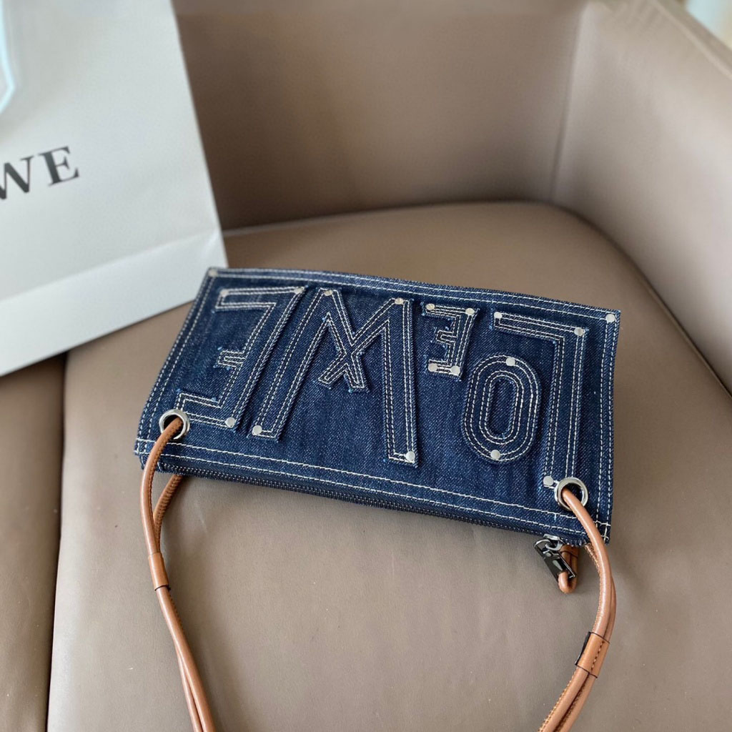 Big Logo Denim Shoulder Bag