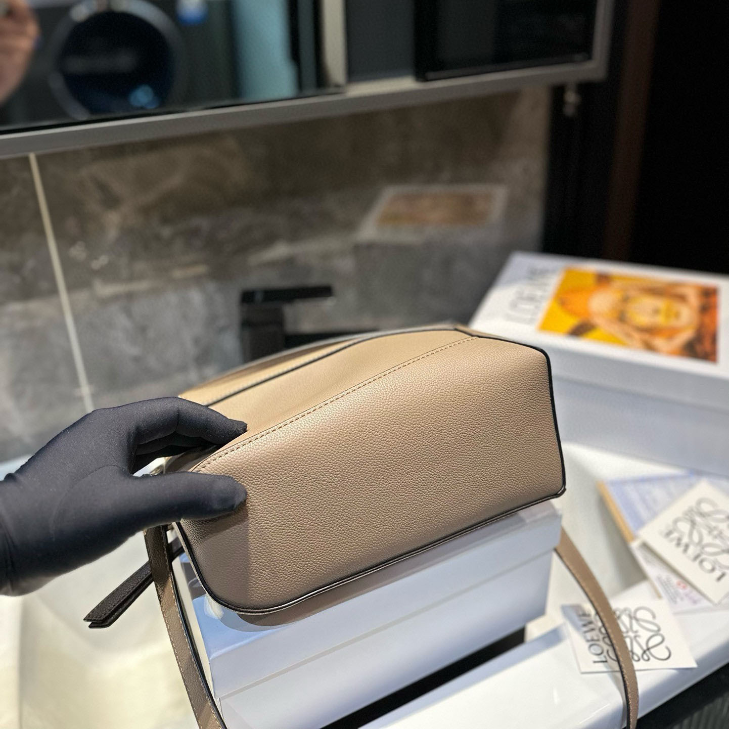 Puzzle bag in soft grained calfskin