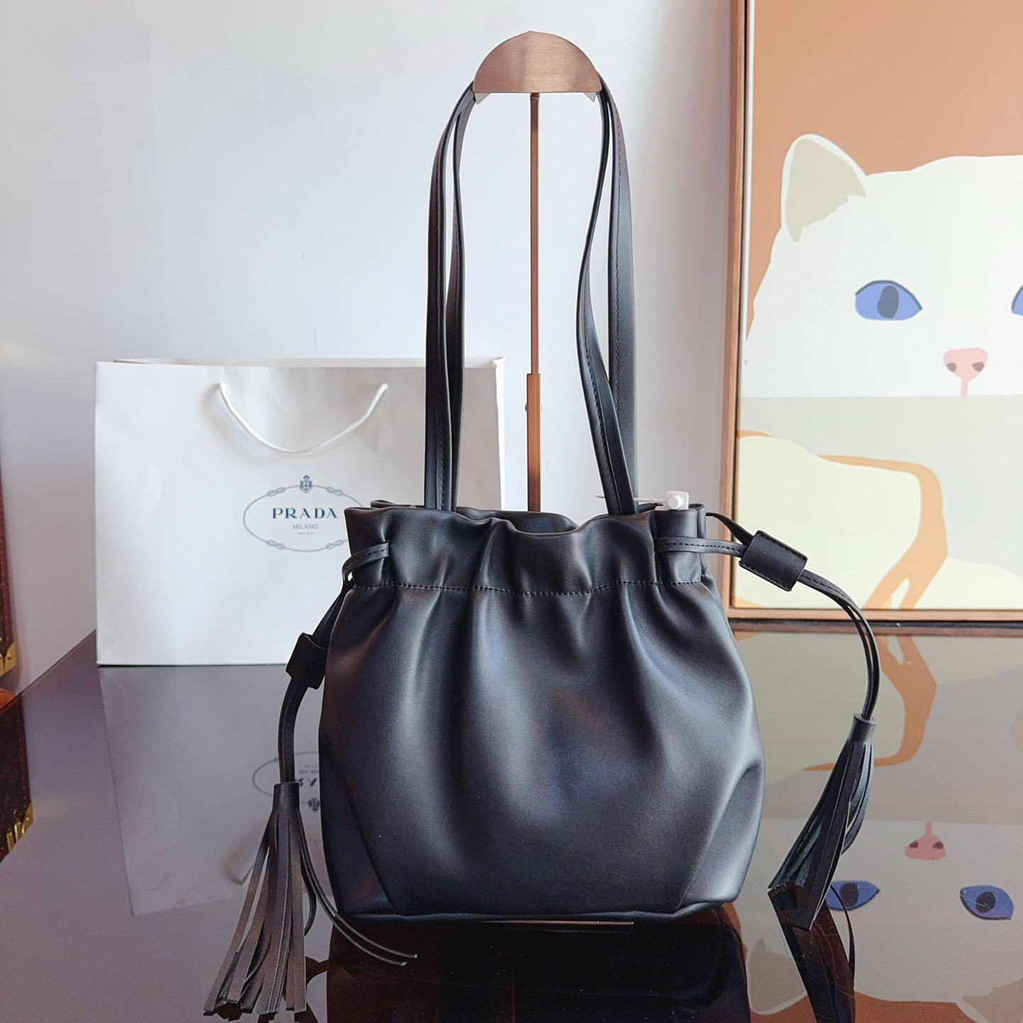 Nappa leather shoulder bag