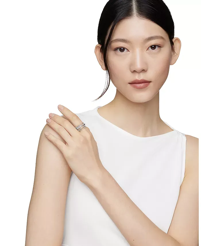 Crossover Wide Diamond Stacked Ring