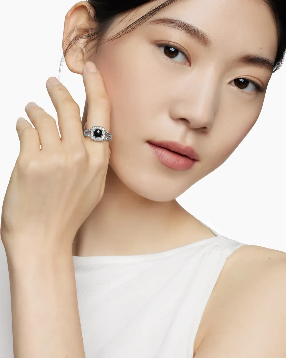 Petite Albion® Ring Sterling Silver with Black Onyx and Diamonds