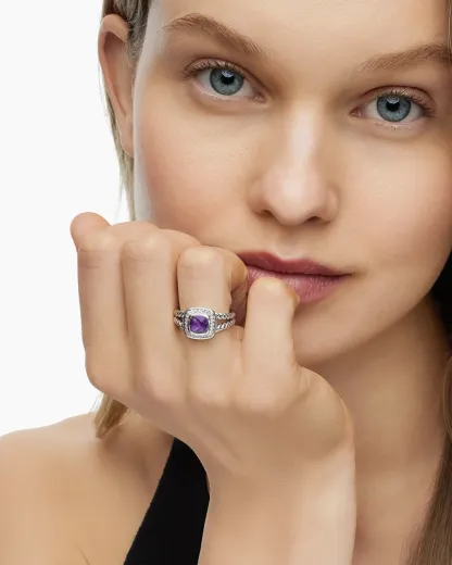 Petite Albion® Ring Sterling Silver with Amethyst and Diamonds