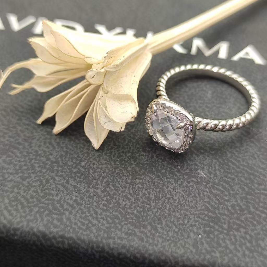 Petite Chatelaine® Pavé Bezel Ring Sterling Silver with White Topaz and Diamonds