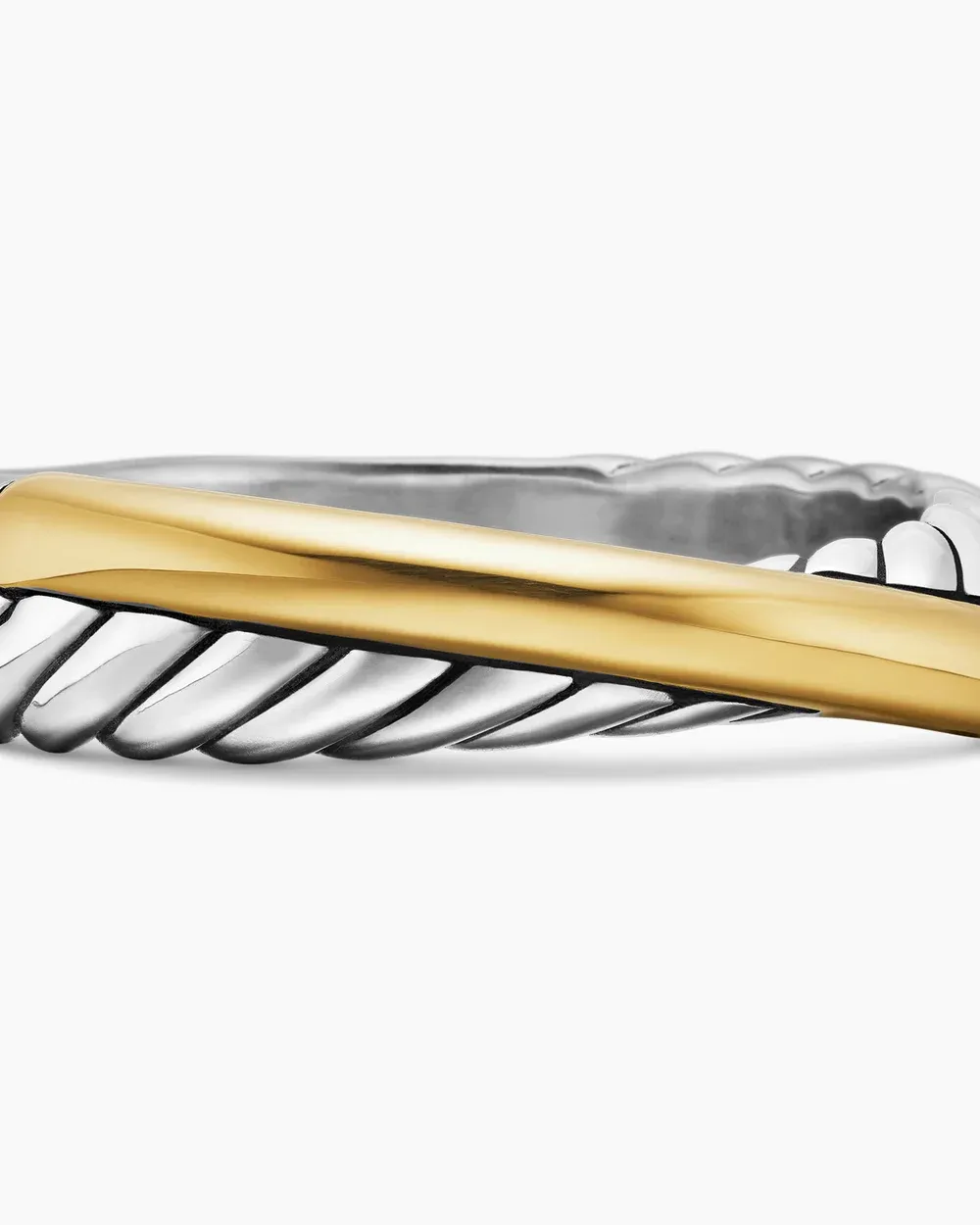 Crossover Band Ring Sterling Silver with 18K Yellow Gold