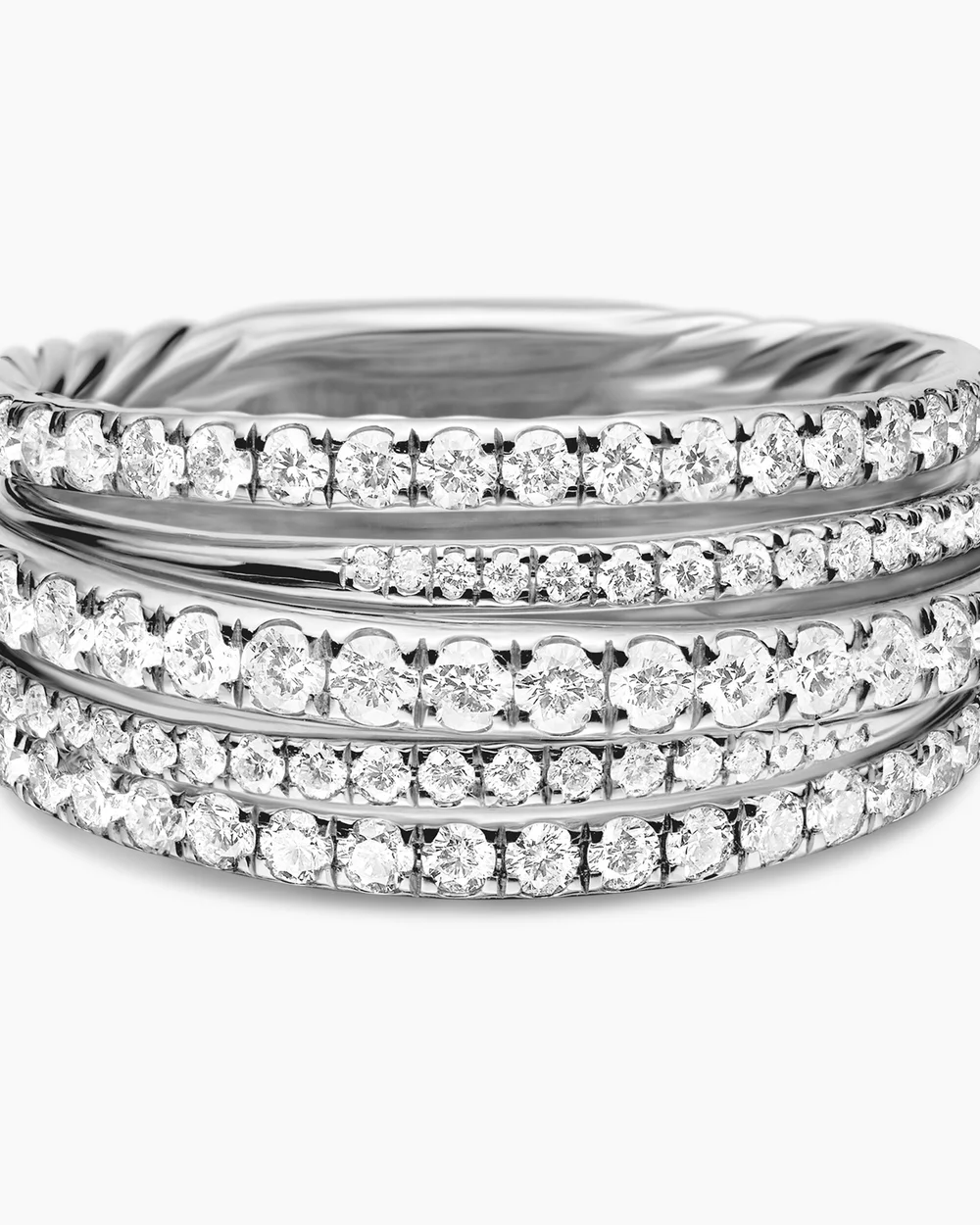 Pavé Crossover Ring 18K White Gold with Diamonds