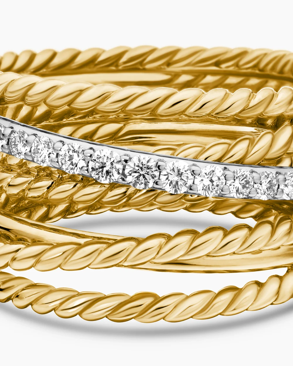 Crossover Ring 18K Yellow Gold with Diamonds