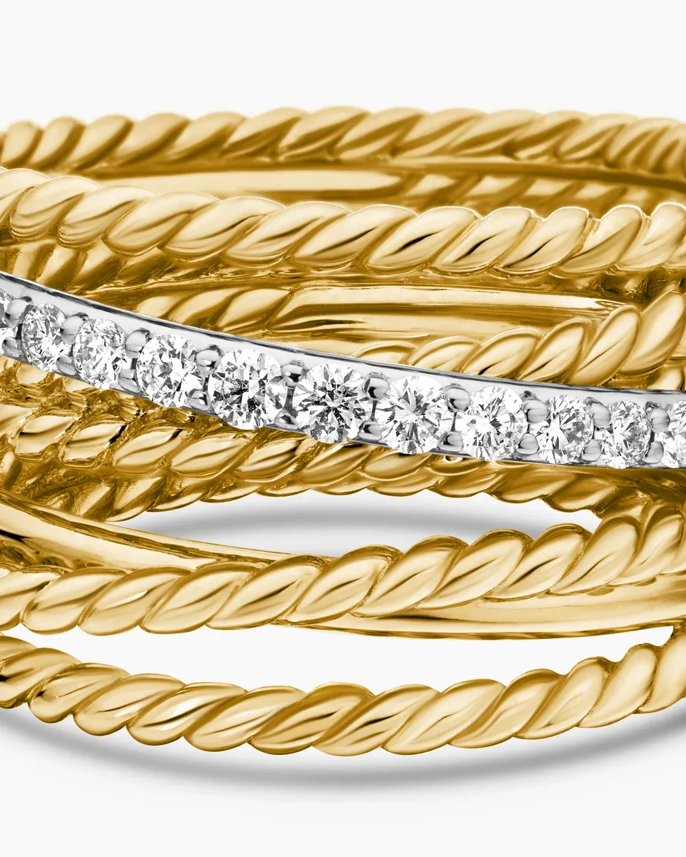 Crossover Ring 18K Yellow Gold with Diamonds