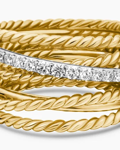 Crossover Ring 18K Yellow Gold with Diamonds