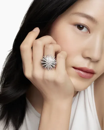 Starburst Ring Sterling Silver with Diamonds