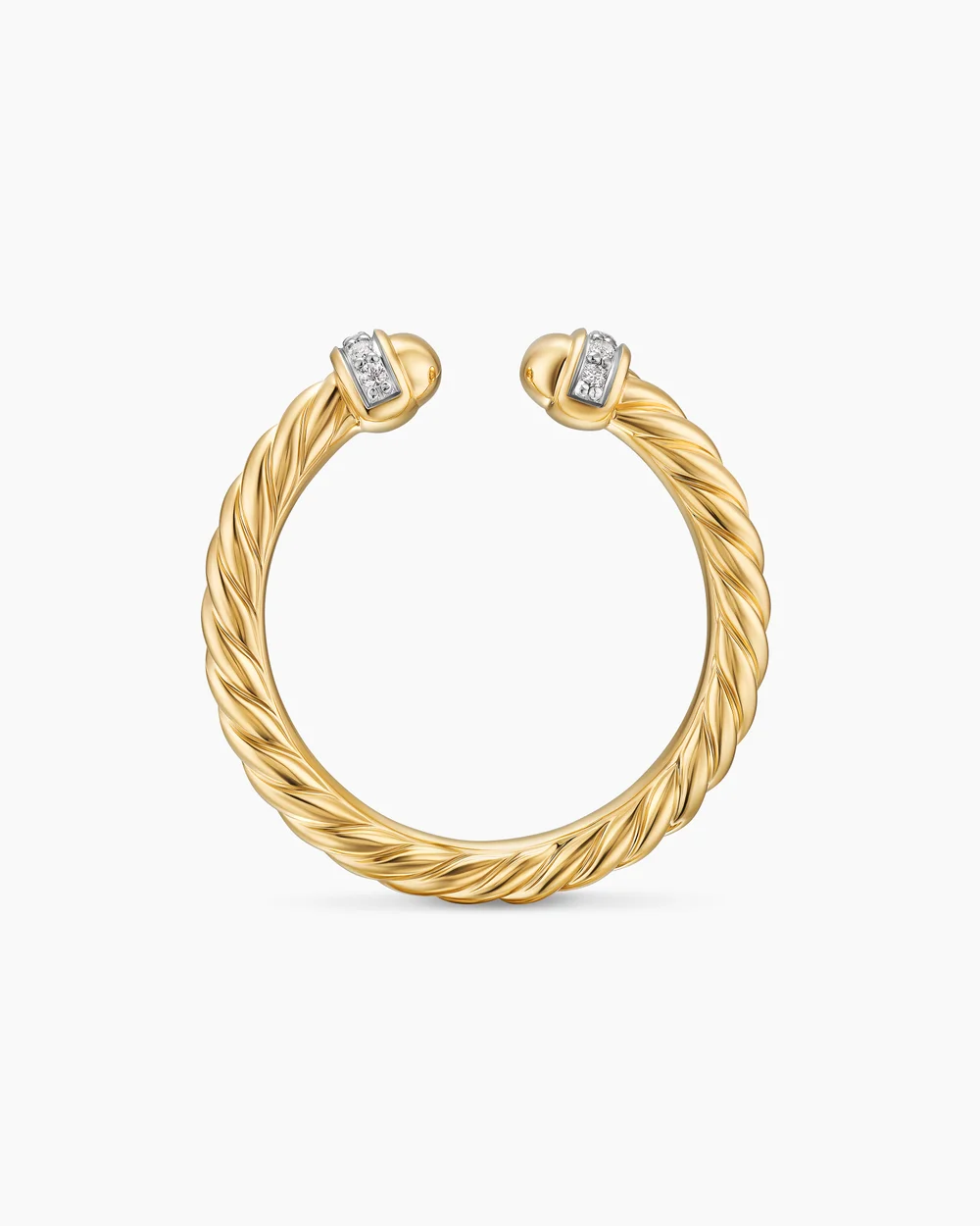 Cable Band Open Ring 18K Yellow Gold with Diamonds