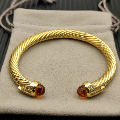 7mm Cable Bracelet with Champagne & Diamond Accents