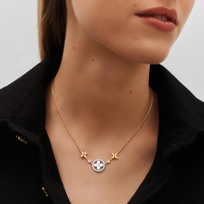 Idylle Blossom XL Necklace, 3 golds and diamonds