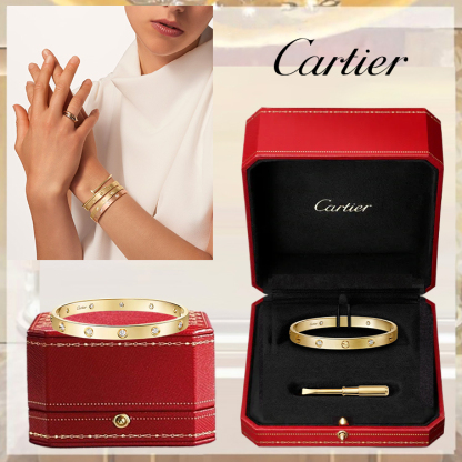 LOVE BRACELET, CLASSIC MODEL,10 DIAMONDS & LOVE BRACELET, CLASSIC MODEL, BRUSHED, 4 DIAMONDS